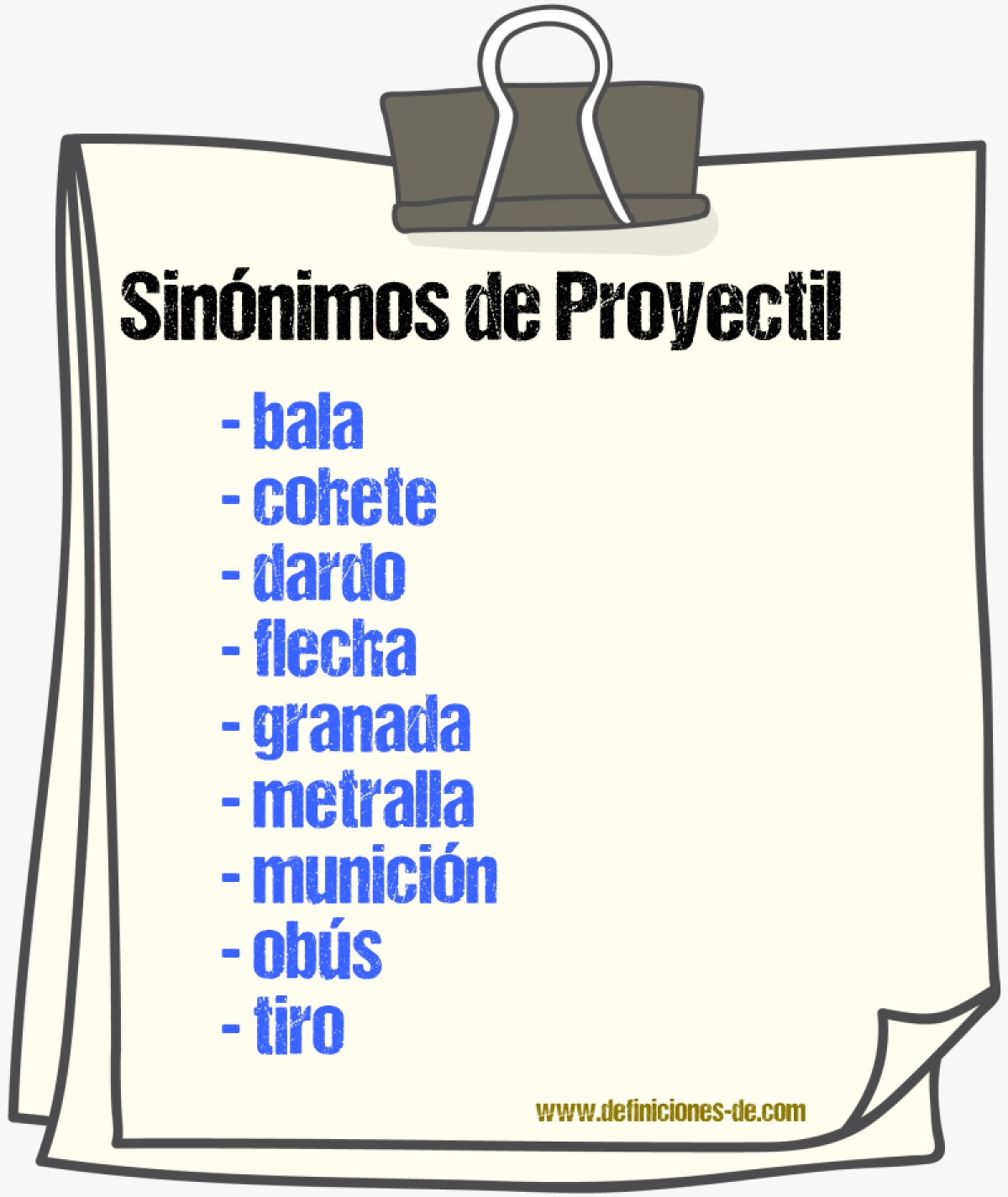 Sinnimos de proyectil