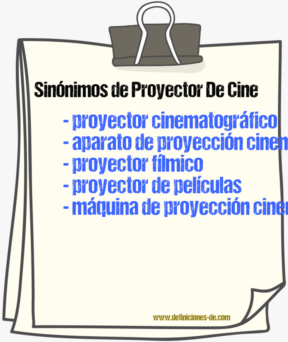 Sinónimos de proyector de cine