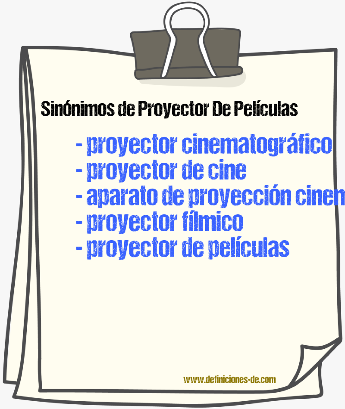 Sinónimos de proyector de películas