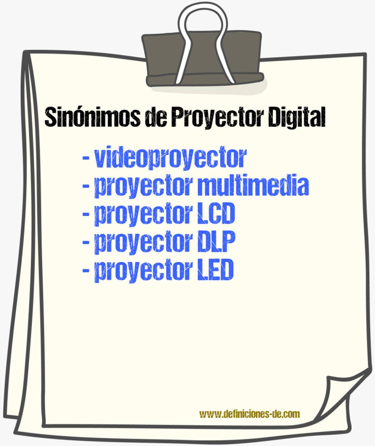 Sinónimos de proyector digital
