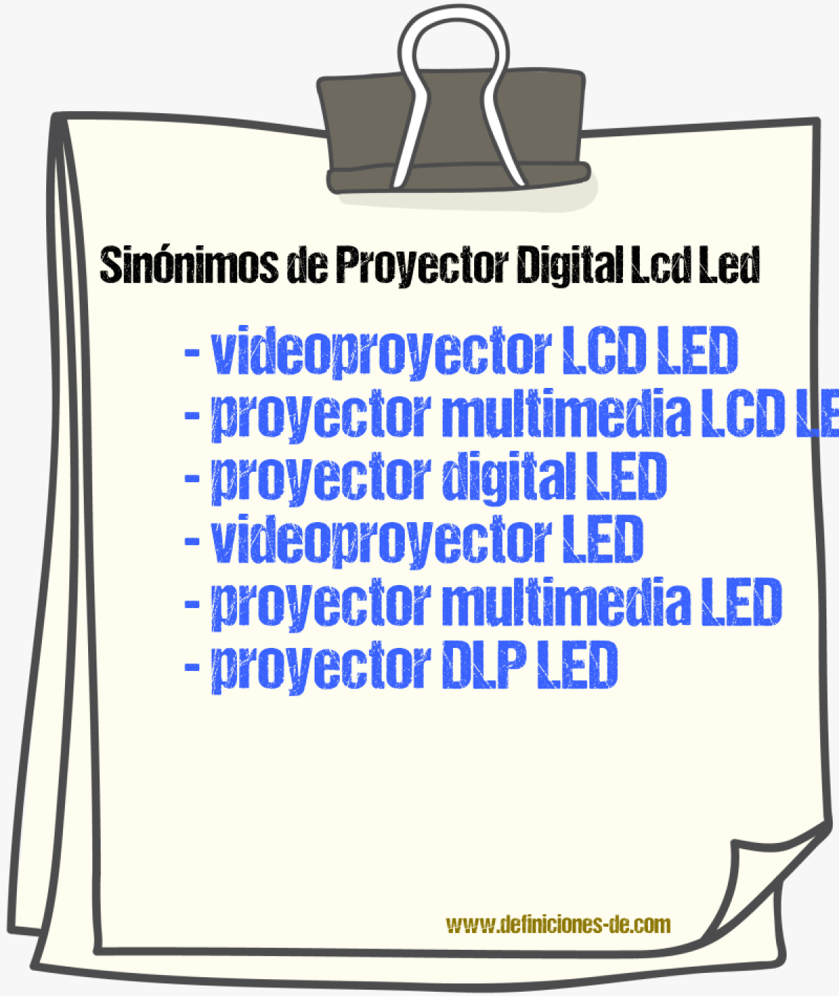 Sinónimos de proyector digital lcd led