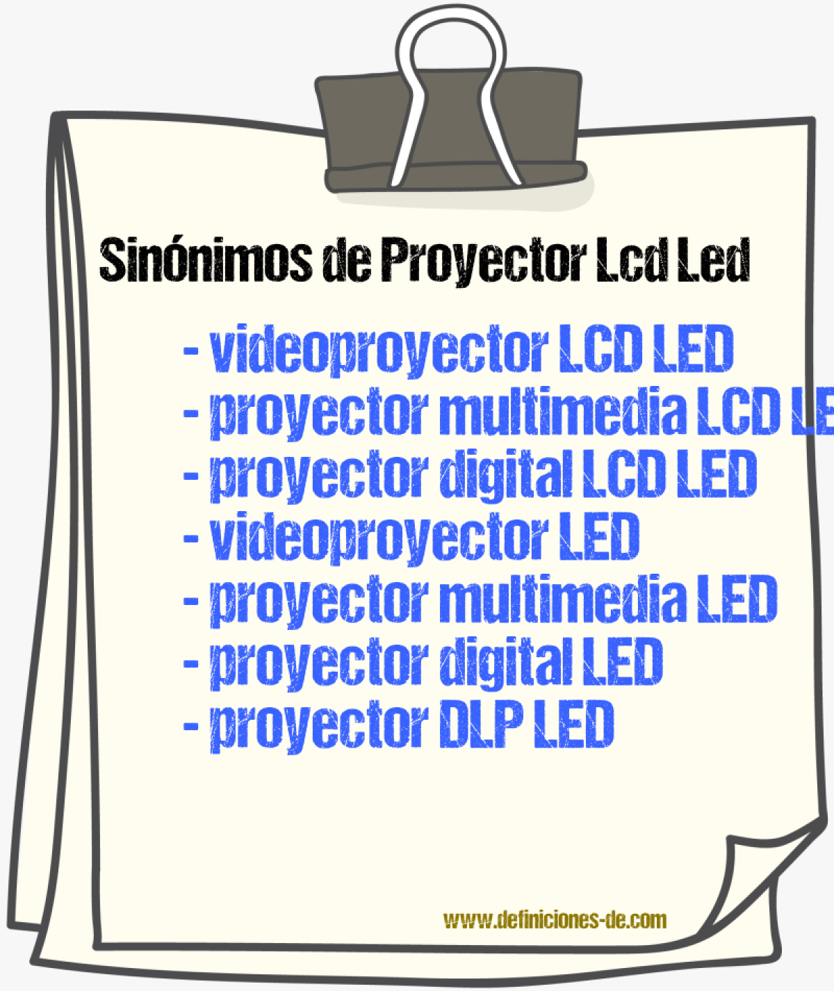 Sinónimos de proyector lcd led