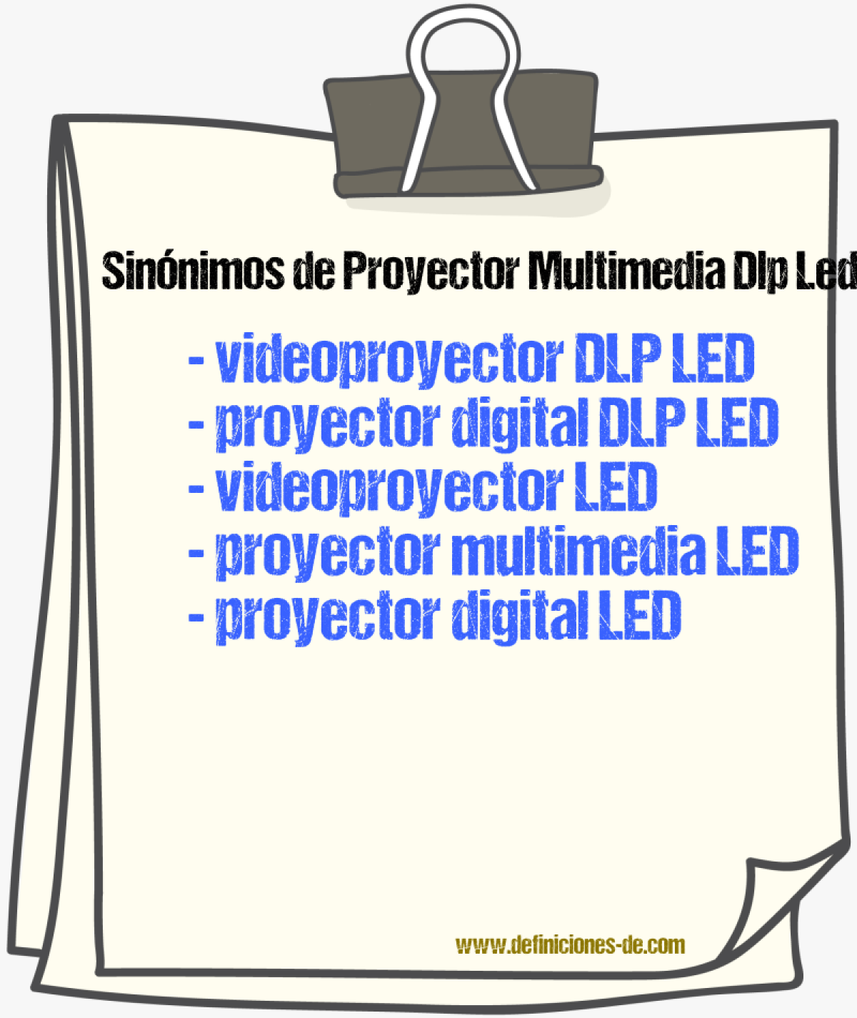 Sinónimos de proyector multimedia dlp led