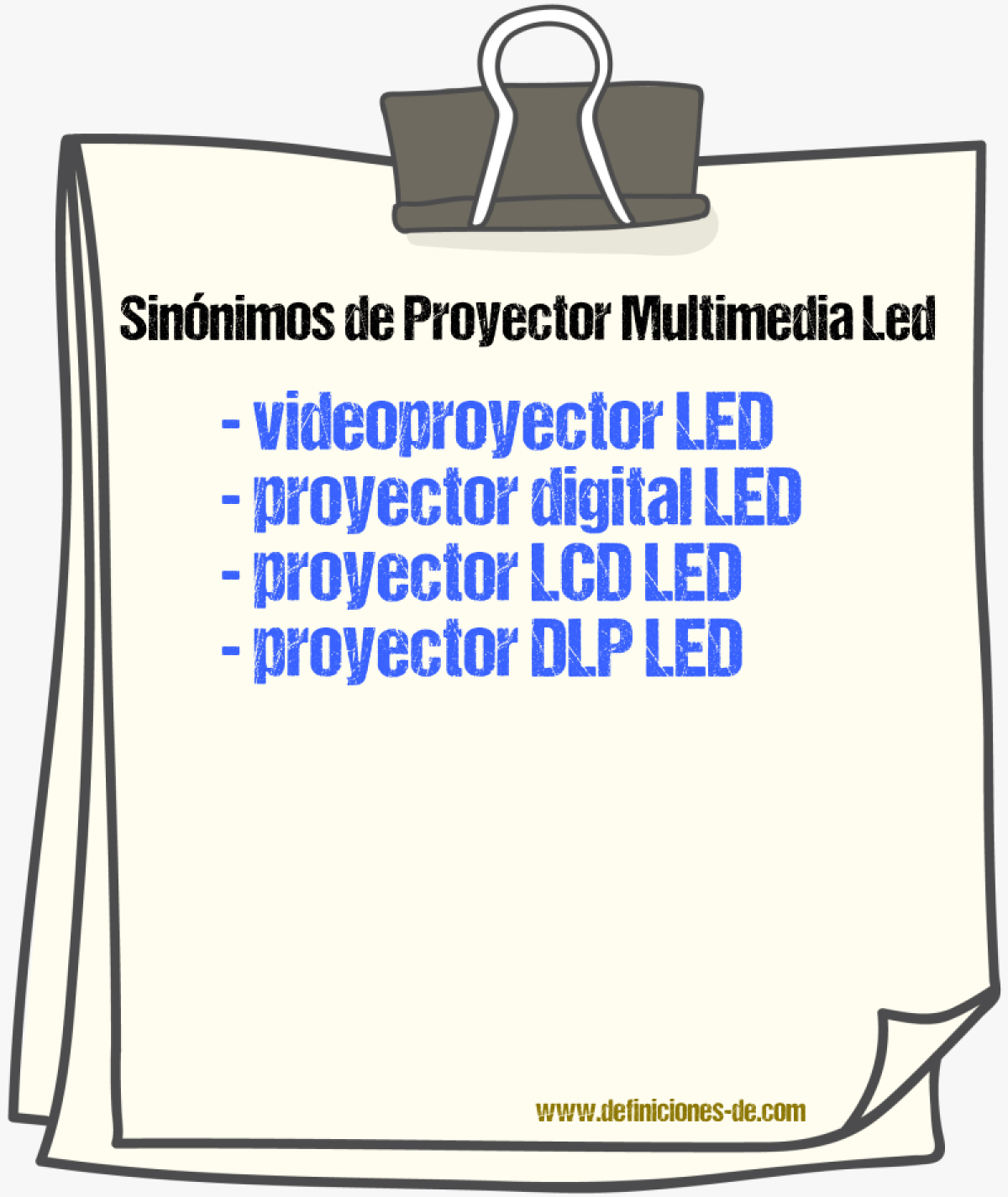 Sinónimos de proyector multimedia led
