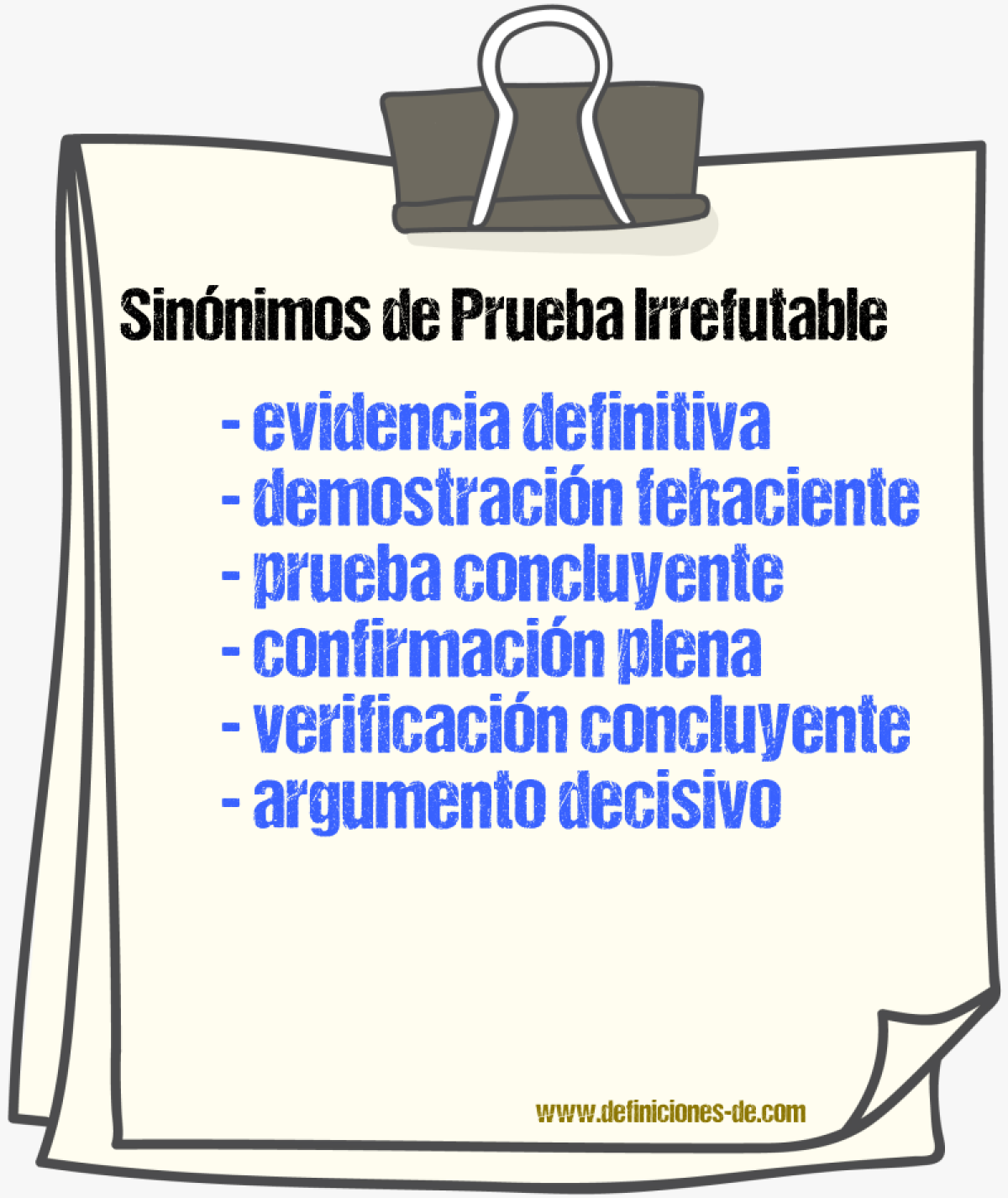 Sinónimos de prueba irrefutable