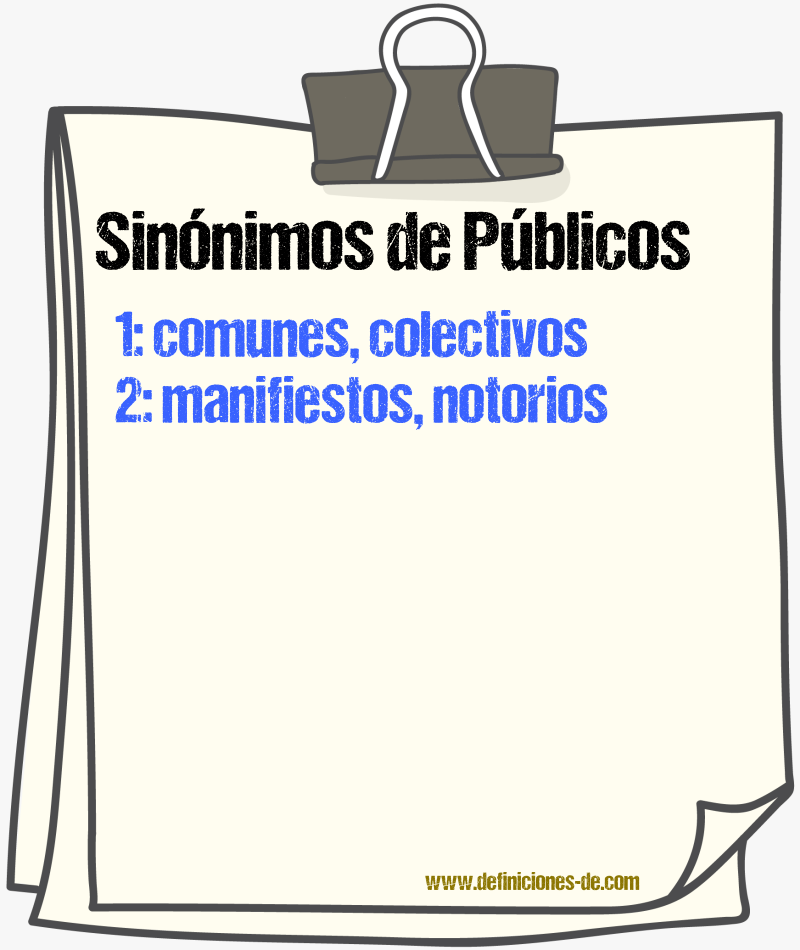 Sinónimos de públicos