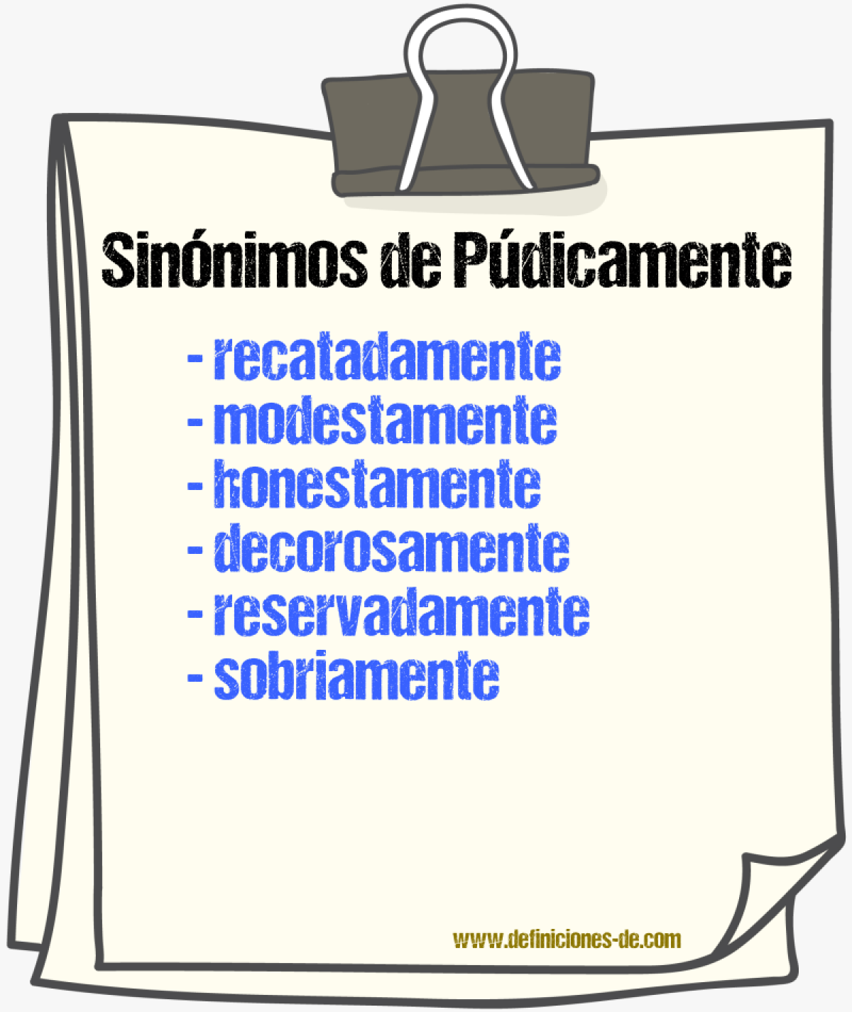 Sinónimos de púdicamente