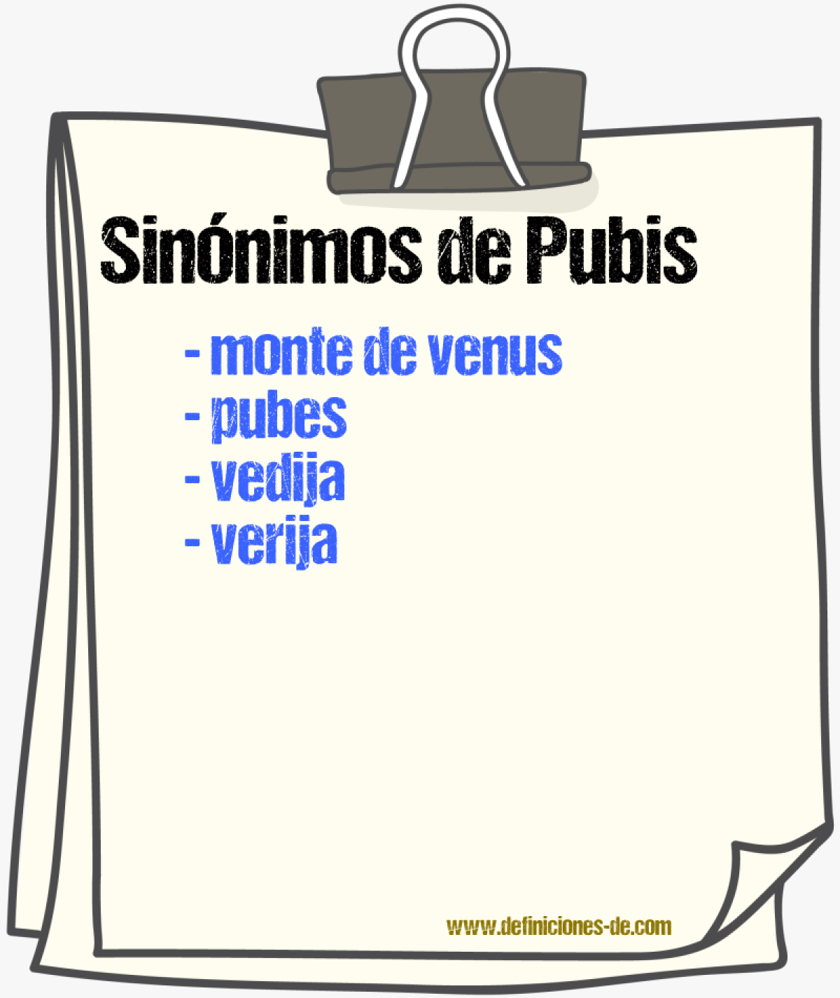 Sinnimos de pubis