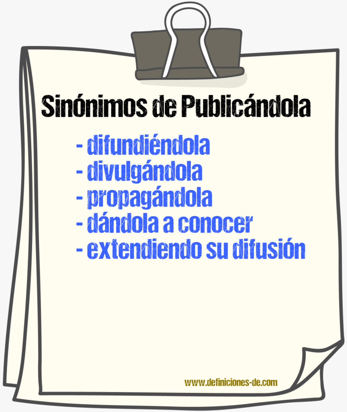 Sinónimos de publicándola