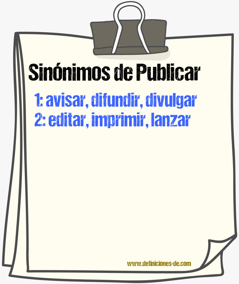 Sinónimos de publicar