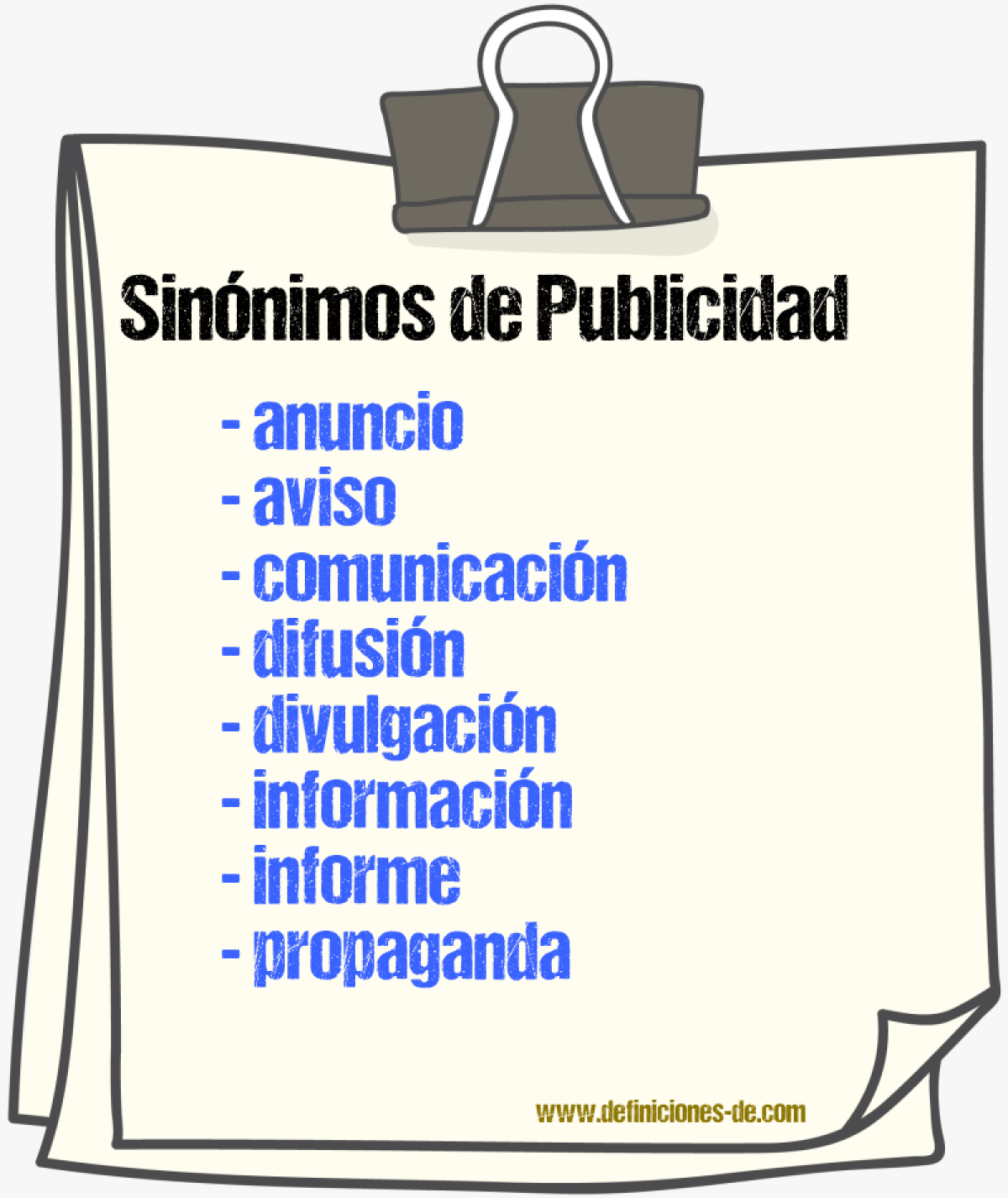 Sinnimos de publicidad