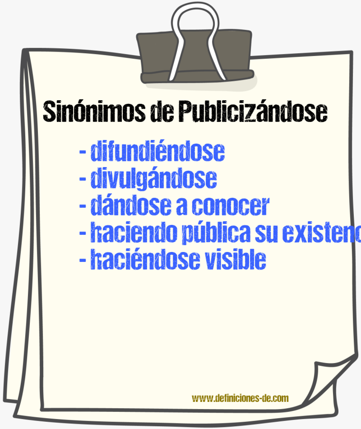 Sinónimos de publicizándose