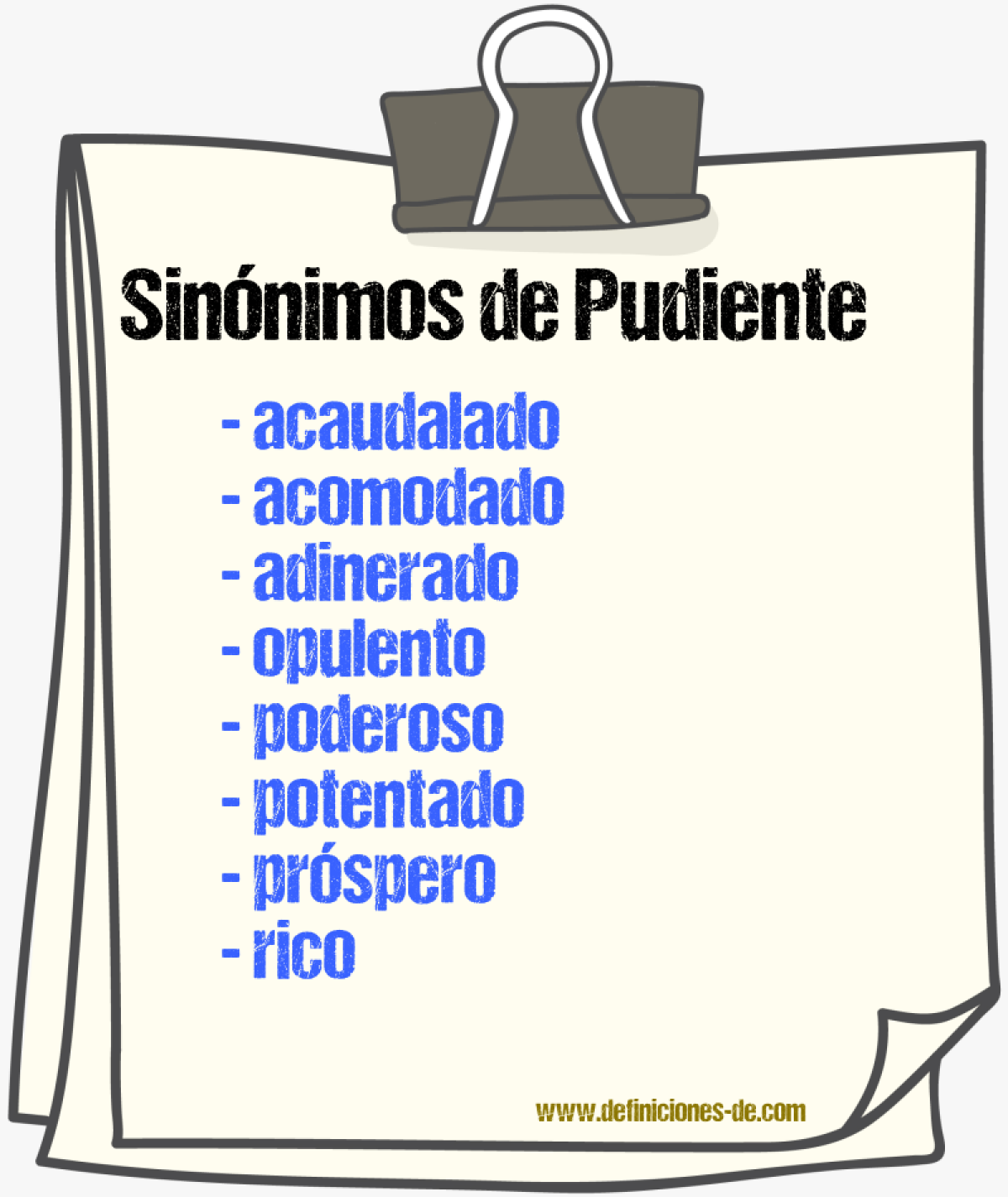 Sinnimos de pudiente