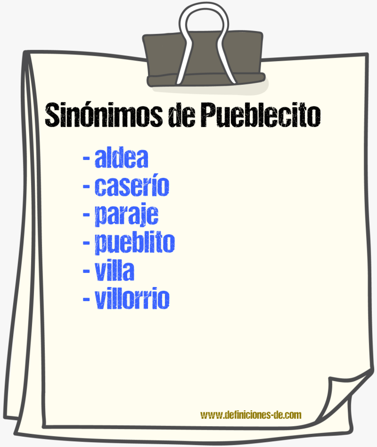 Sinnimos de pueblecito