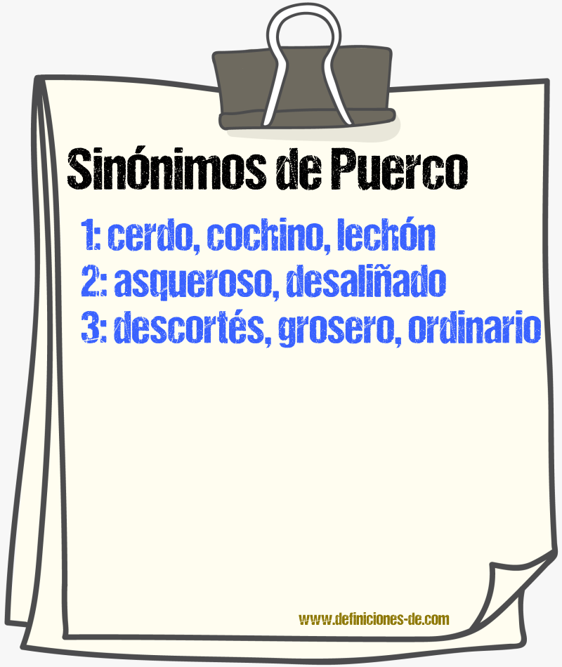 Sinnimos de puerco