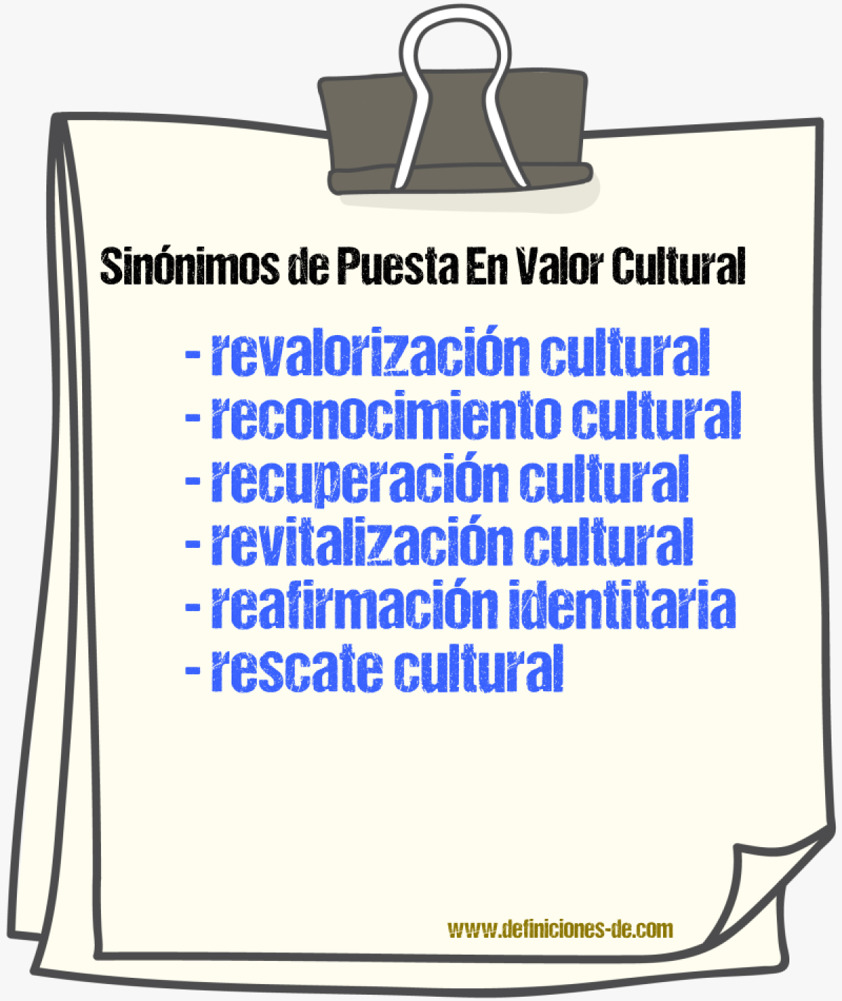 Sinónimos de puesta en valor cultural