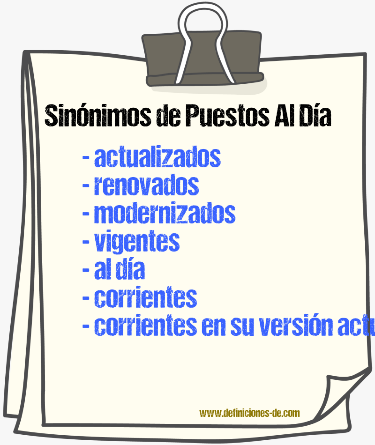 Sinónimos de puestos al día
