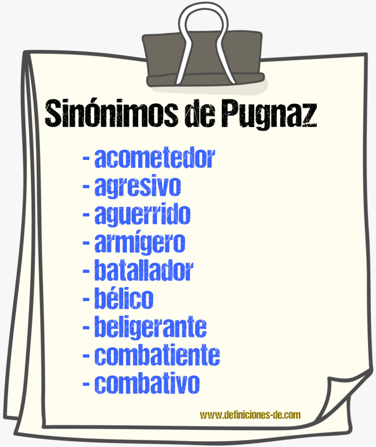 Sinnimos de pugnaz