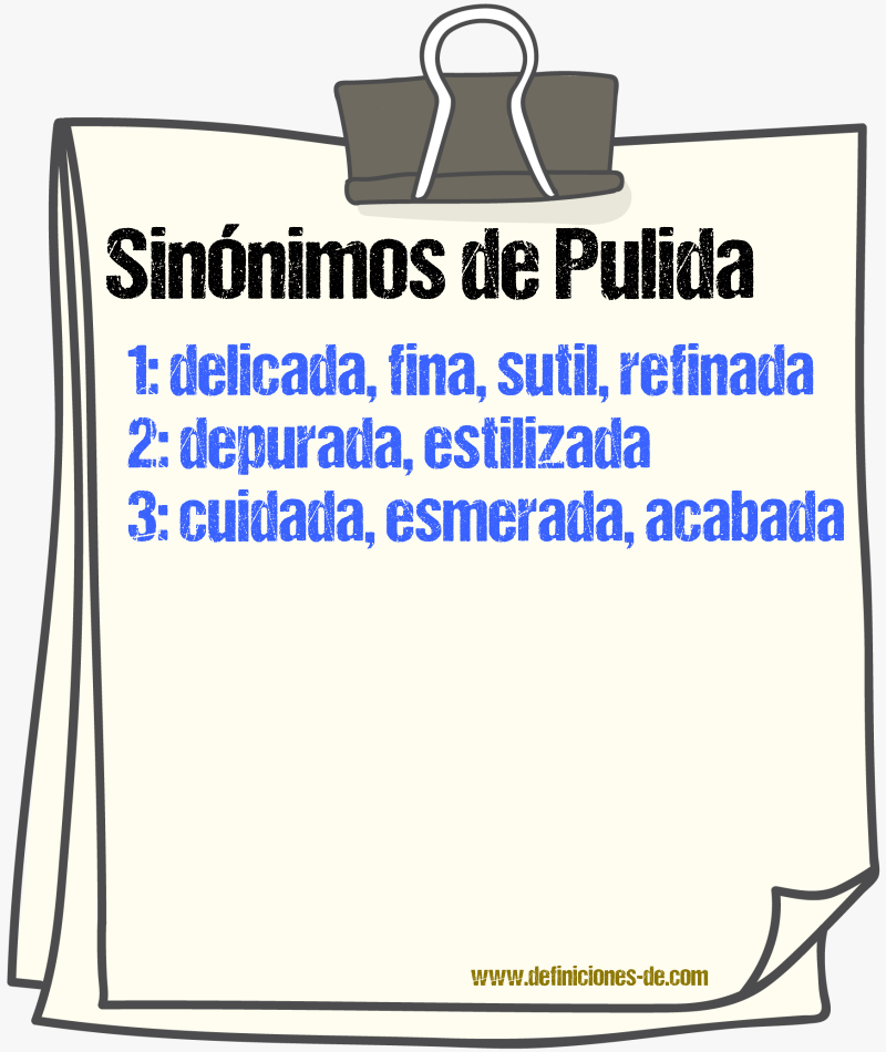 Sinónimos de pulida