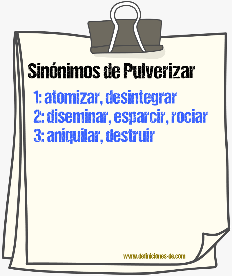 Sinnimos de pulverizar