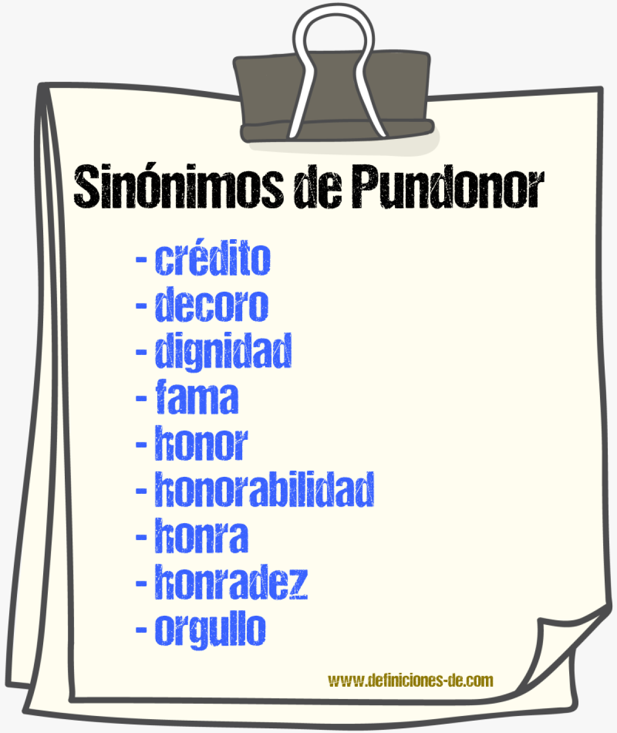 Sinnimos de pundonor