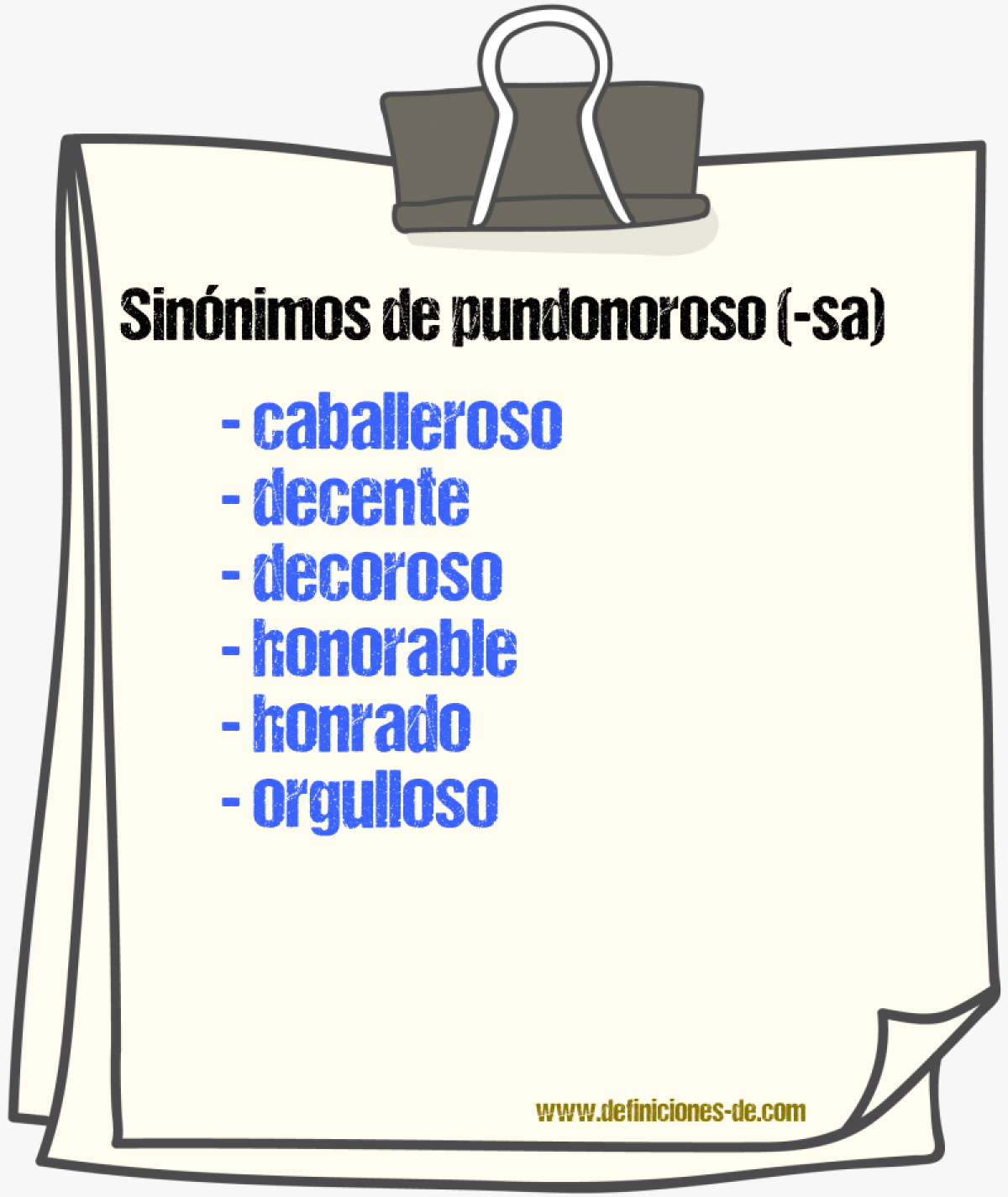 Sinnimos de pundonoroso