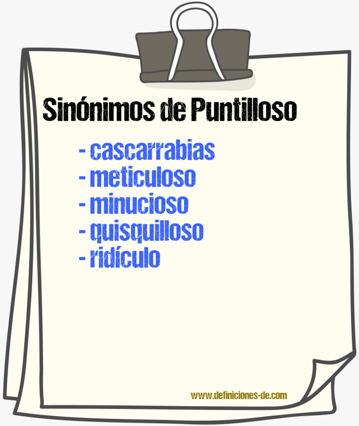 Sinnimos de puntilloso