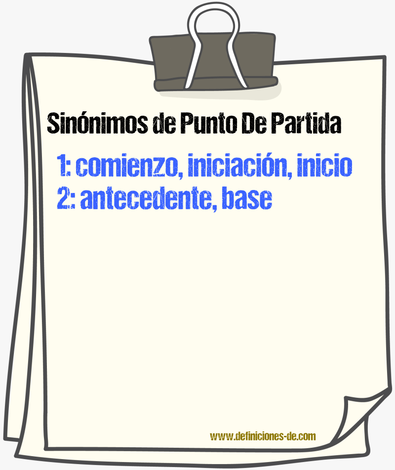 Sinnimos de punto de partida