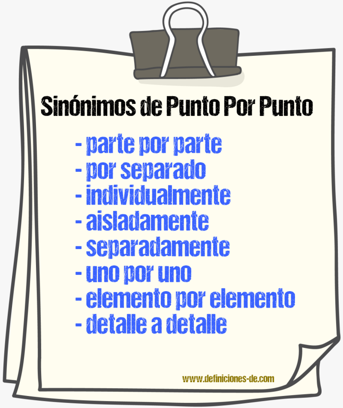 Sinónimos de punto por punto