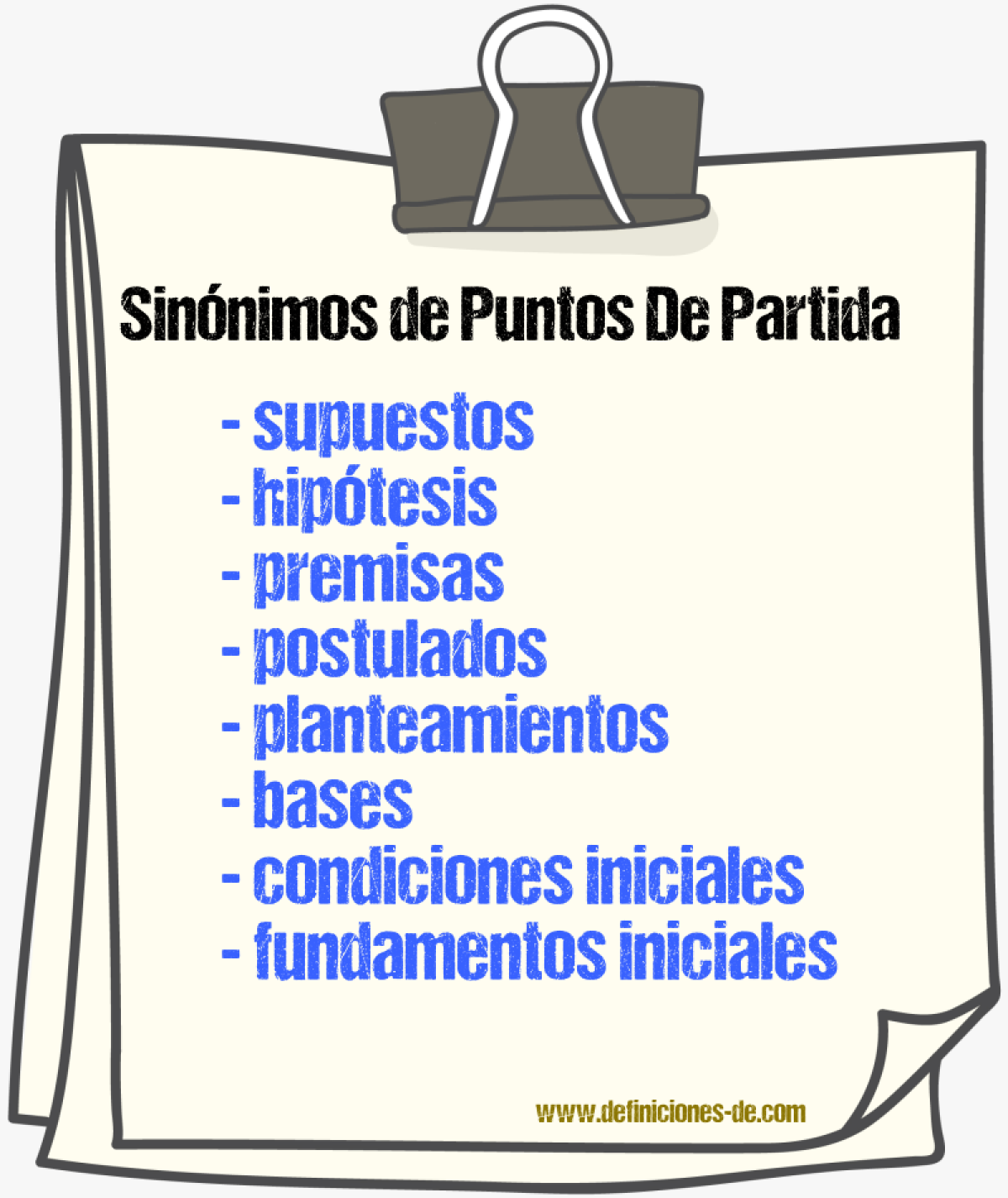 Sinónimos de puntos de partida