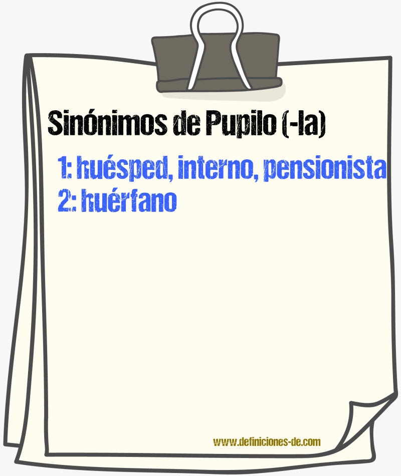 Sinnimos de pupilo