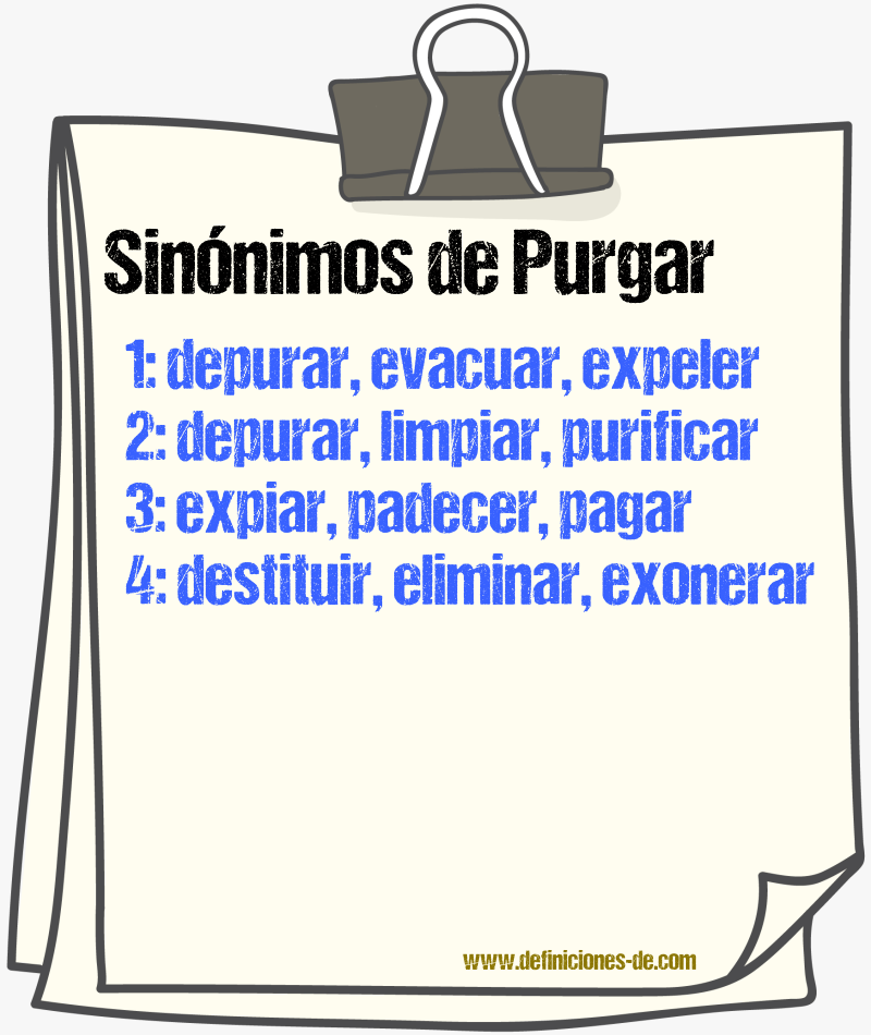 Sinnimos de purgar