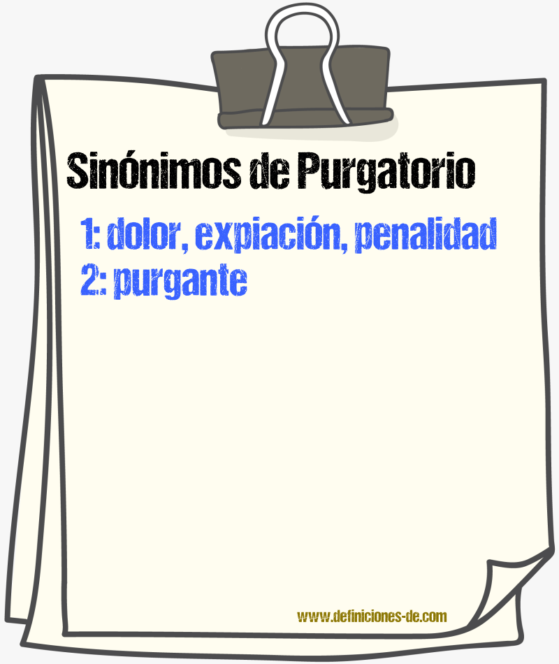 Sinnimos de purgatorio