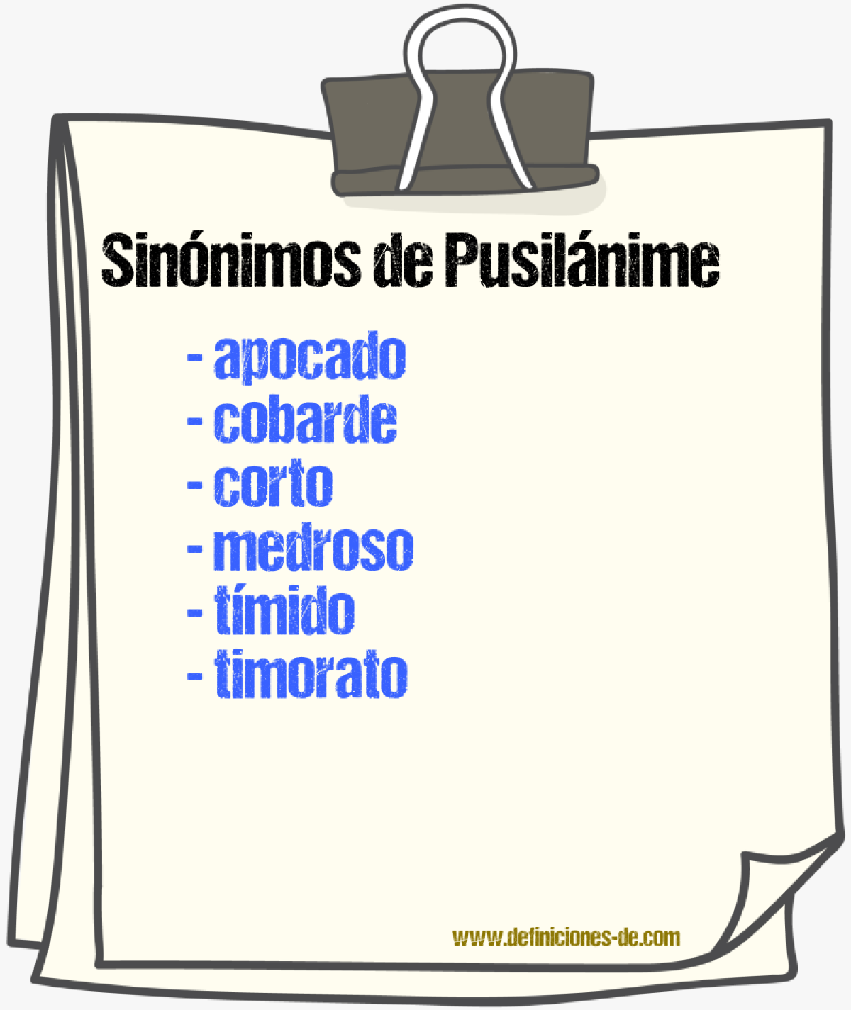 Sinnimos de pusilnime