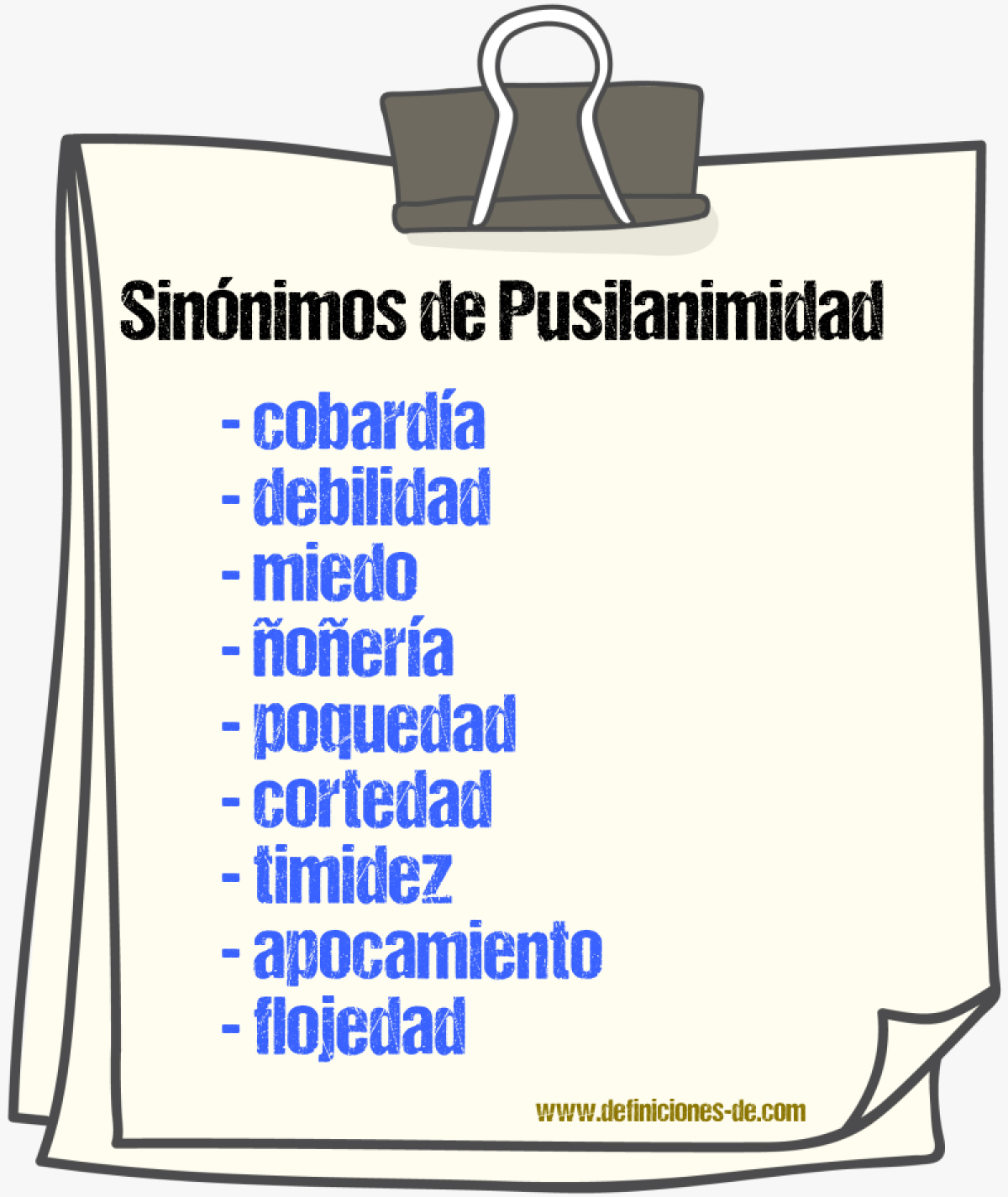 Sinnimos de pusilanimidad