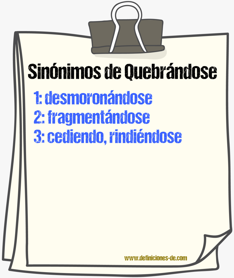 Sinónimos de quebrándose