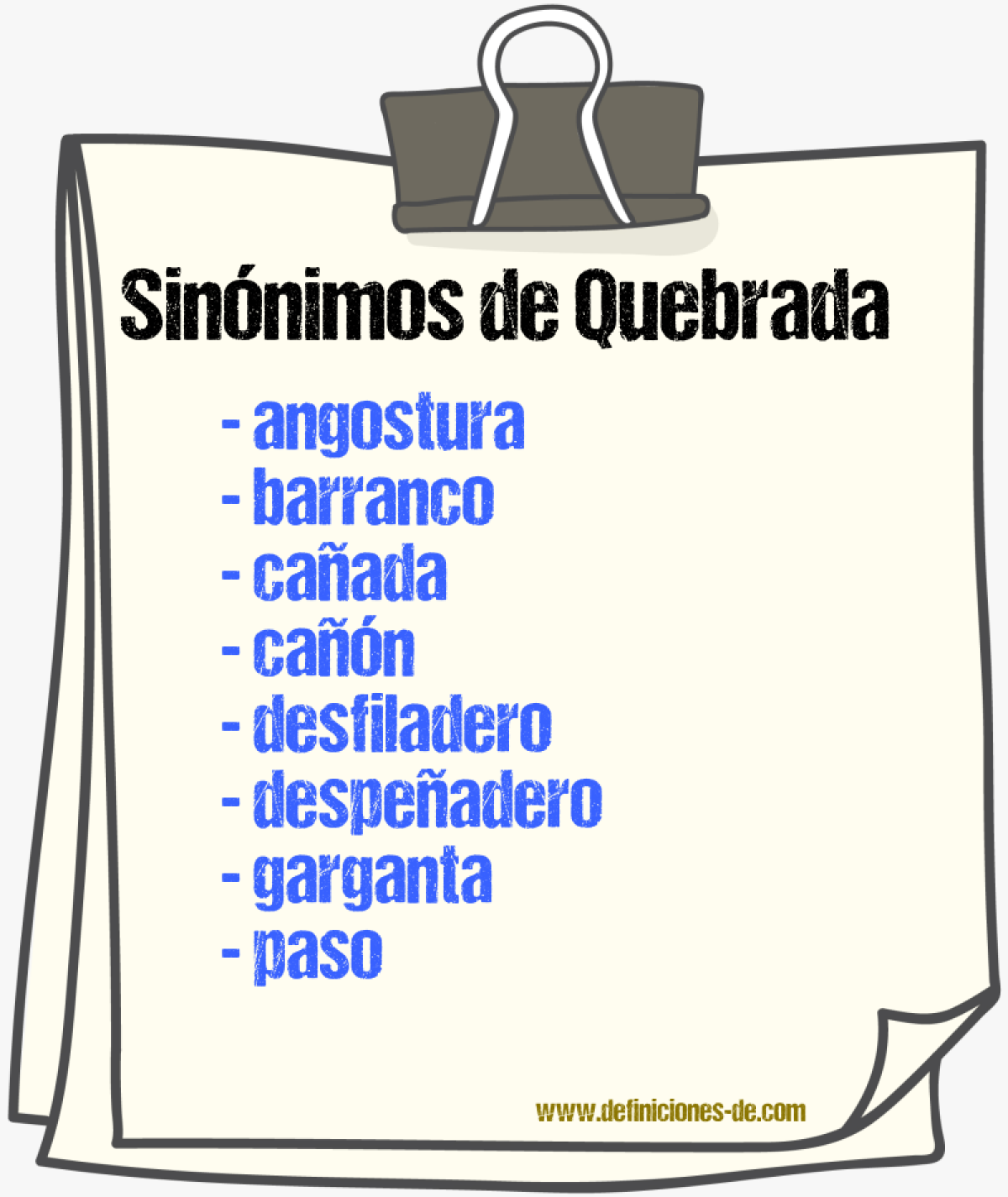 Sinnimos de quebrada