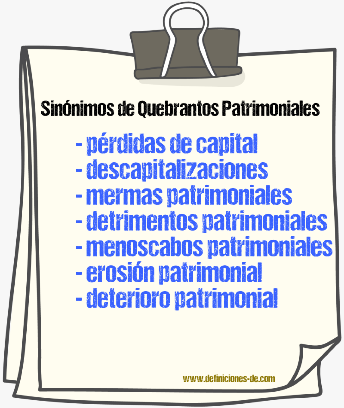 Sinónimos de quebrantos patrimoniales