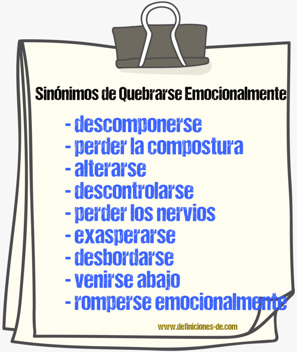Sinónimos de quebrarse emocionalmente
