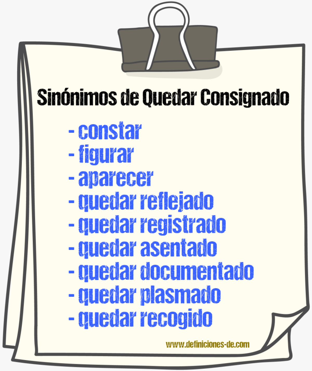 Sinónimos de quedar consignado