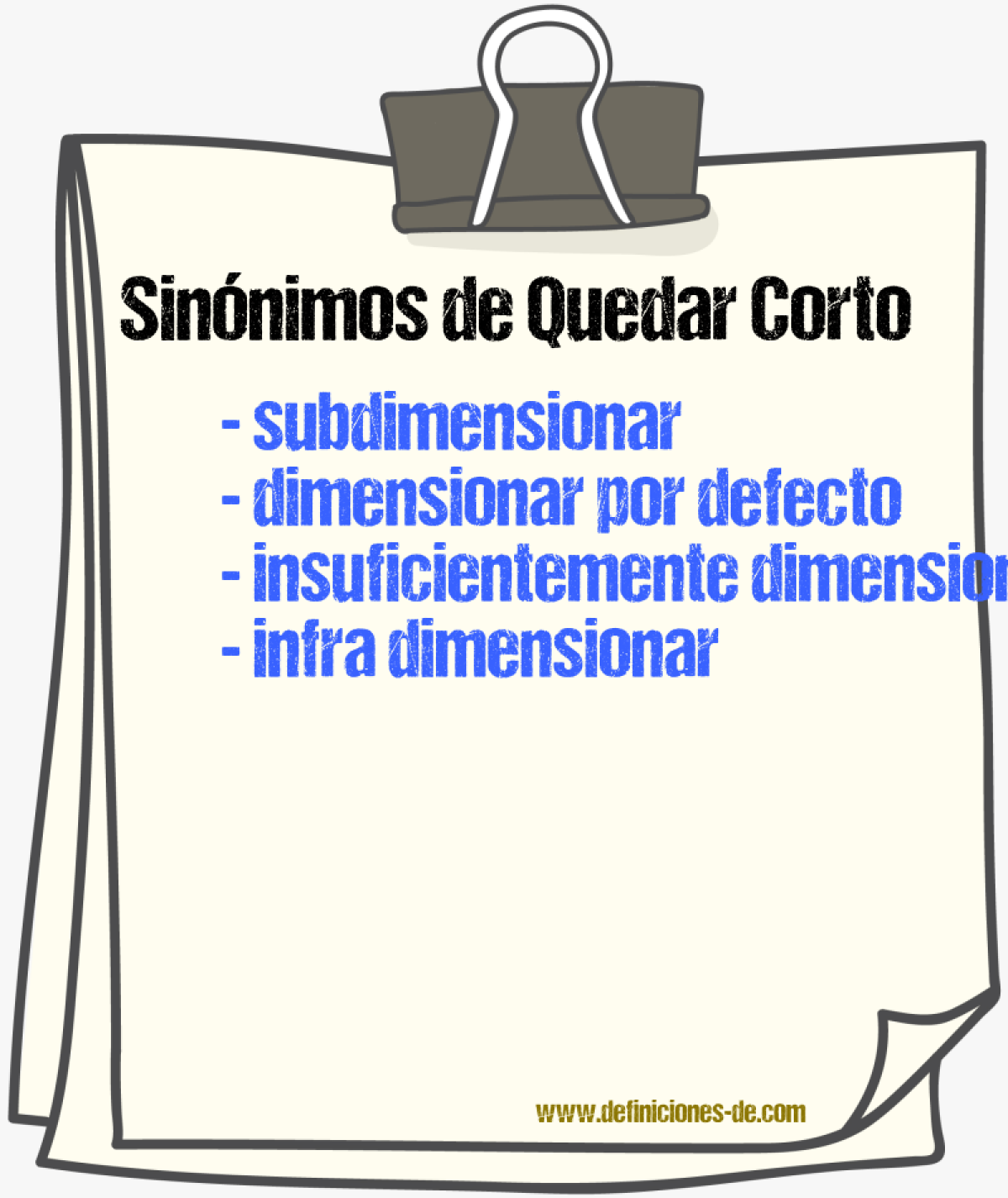 Sinónimos de quedar corto