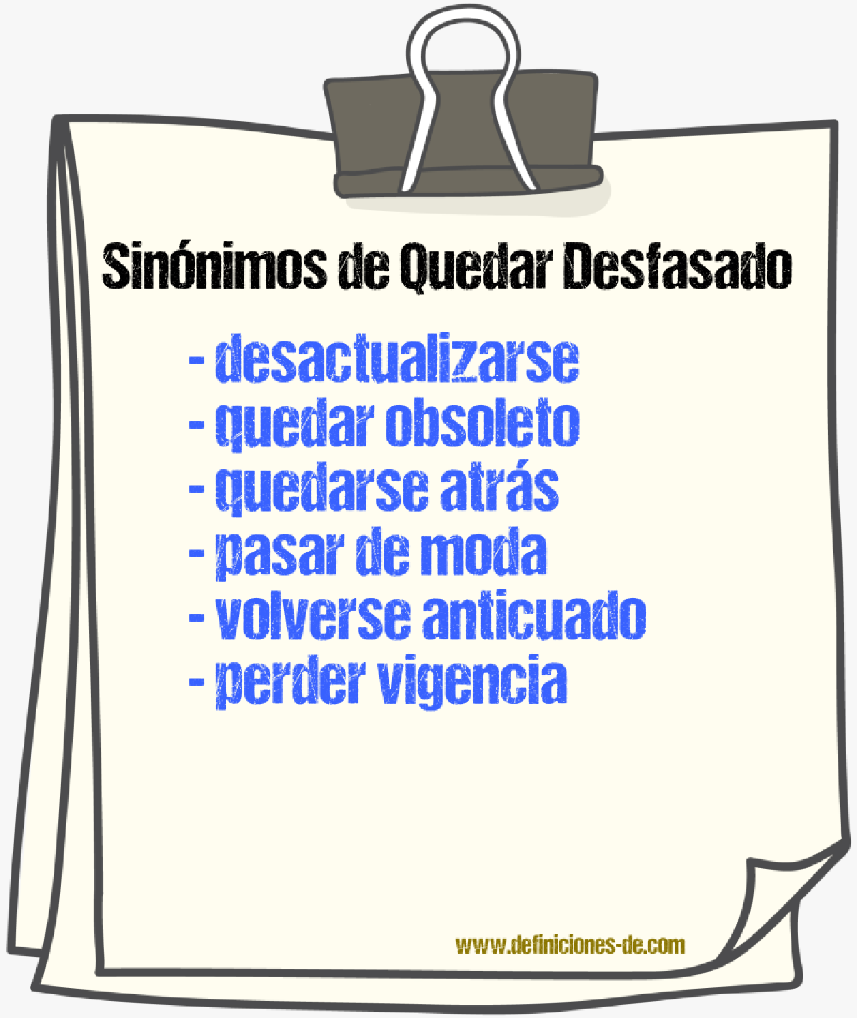 Sinónimos de quedar desfasado