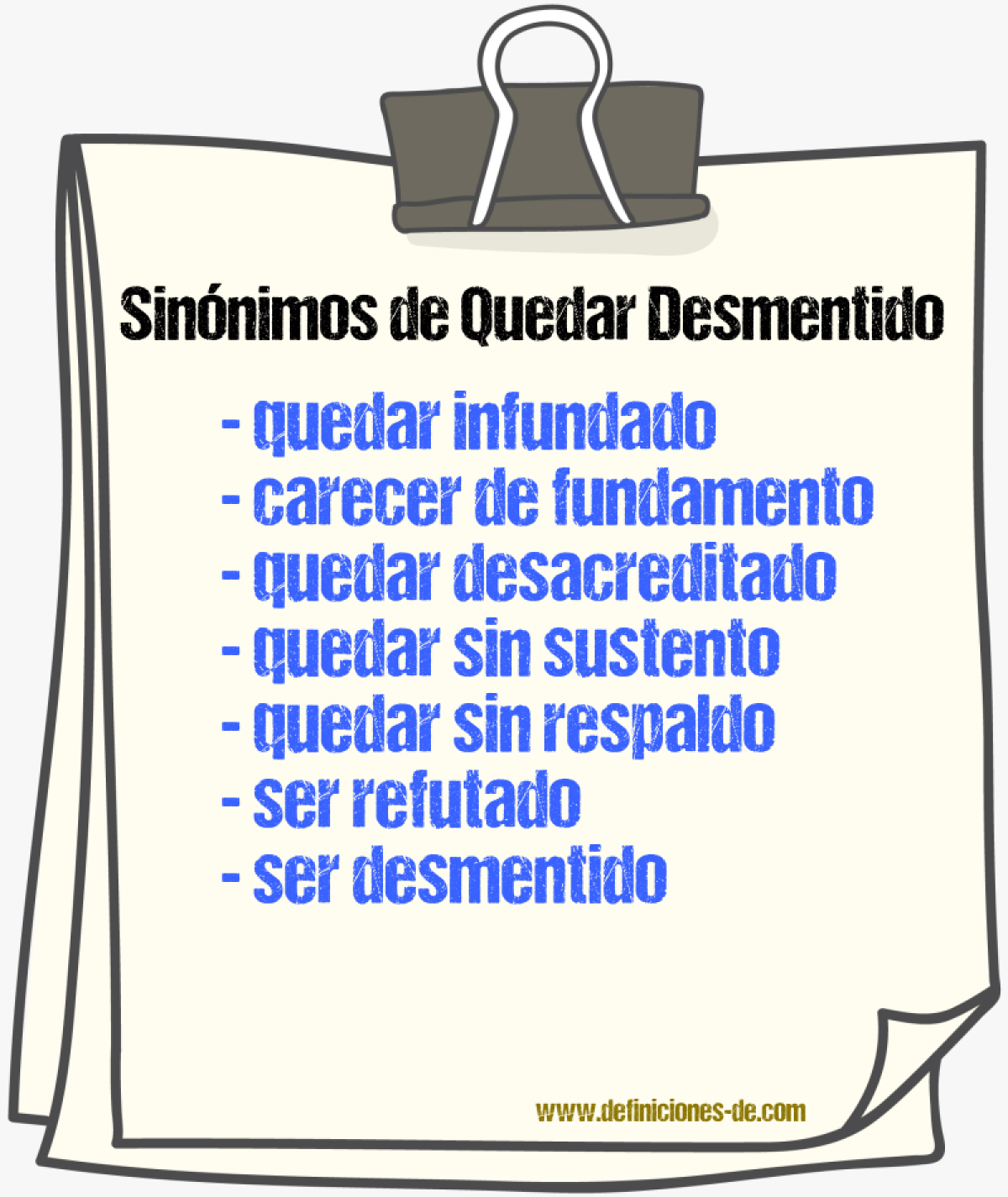 Sinónimos de quedar desmentido