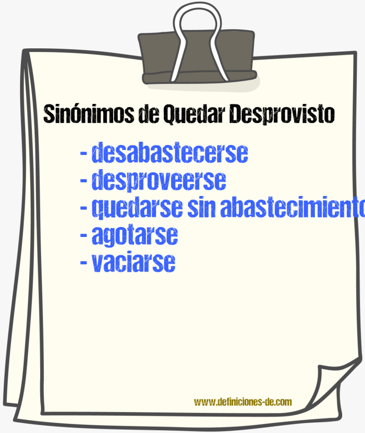 Sinónimos de quedar desprovisto
