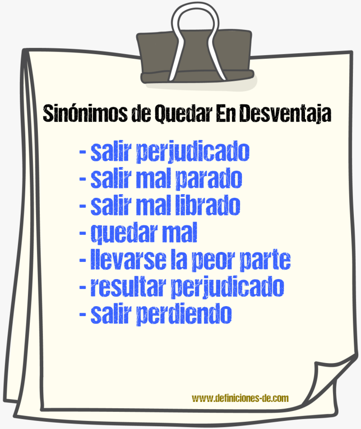 Sinónimos de quedar en desventaja