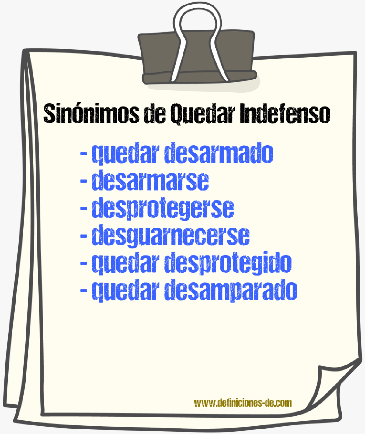 Sinónimos de quedar indefenso