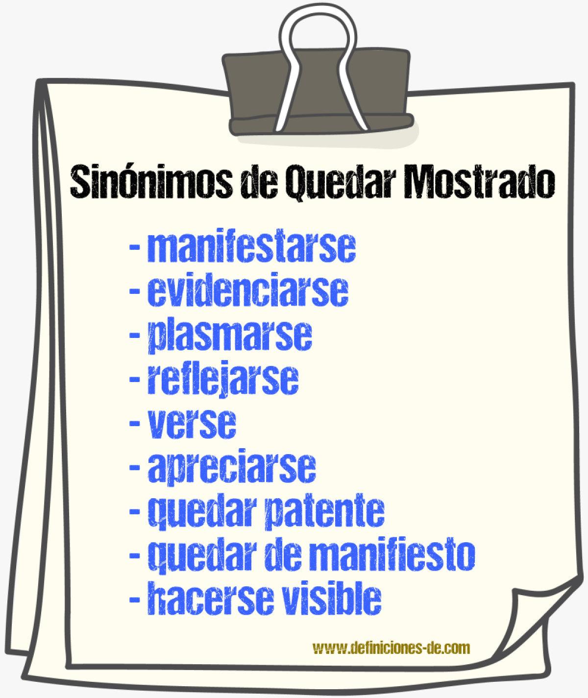 Sinónimos de quedar mostrado