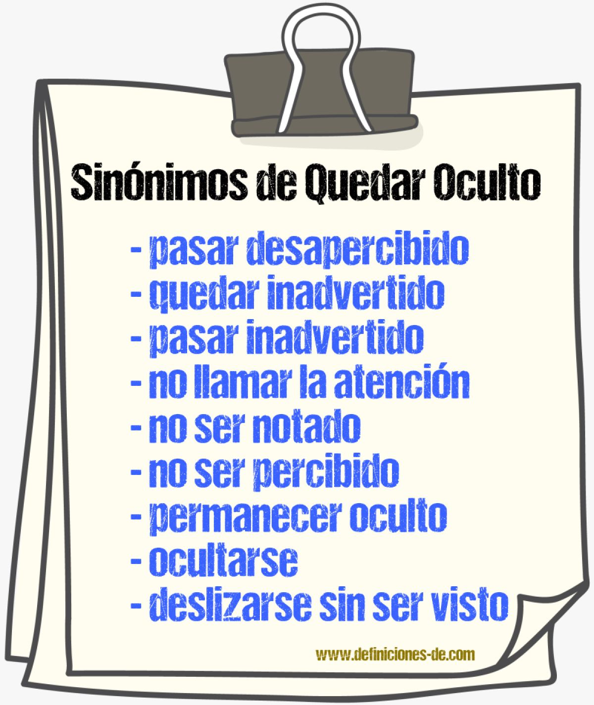 Sinónimos de quedar oculto
