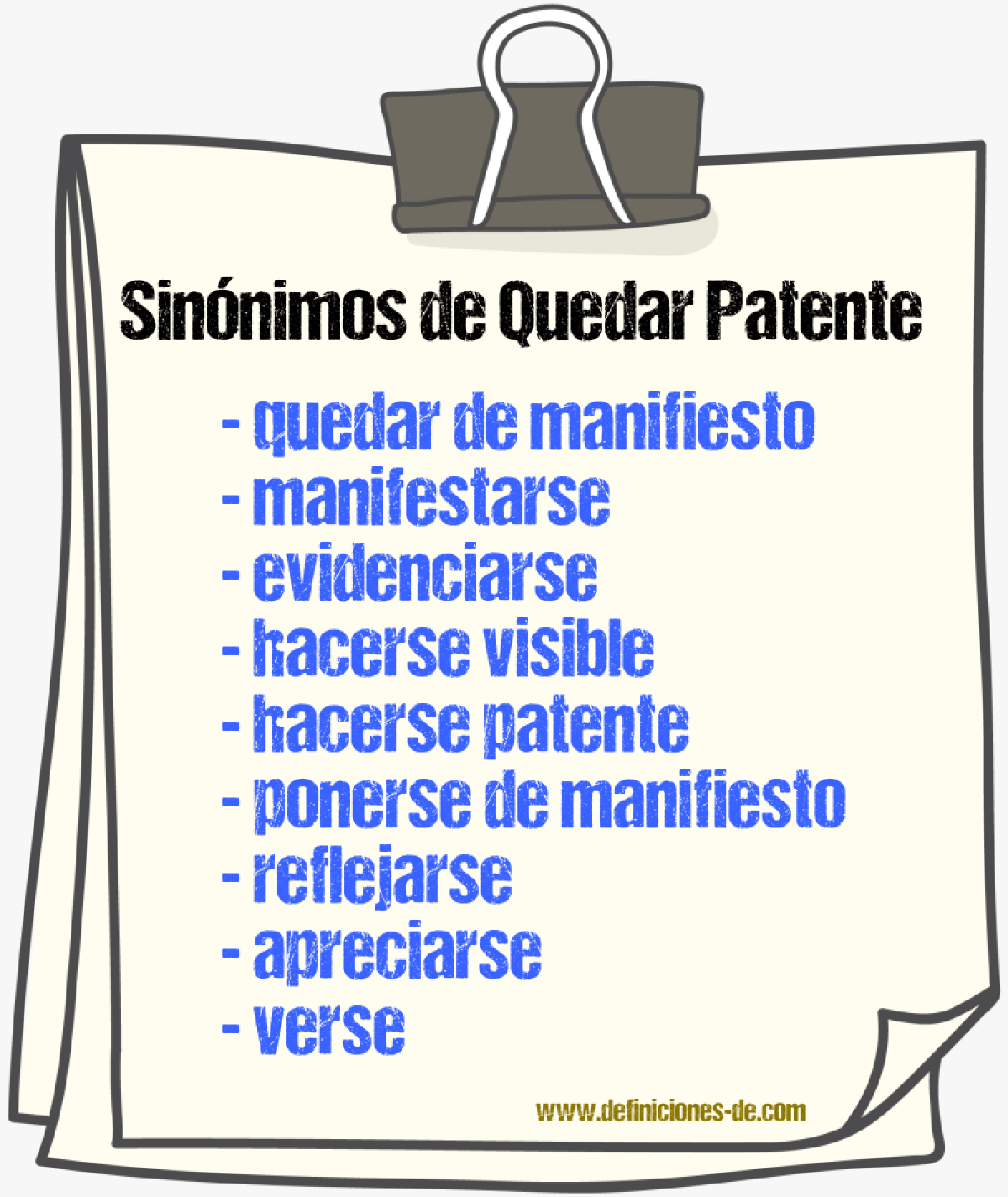Sinónimos de quedar patente
