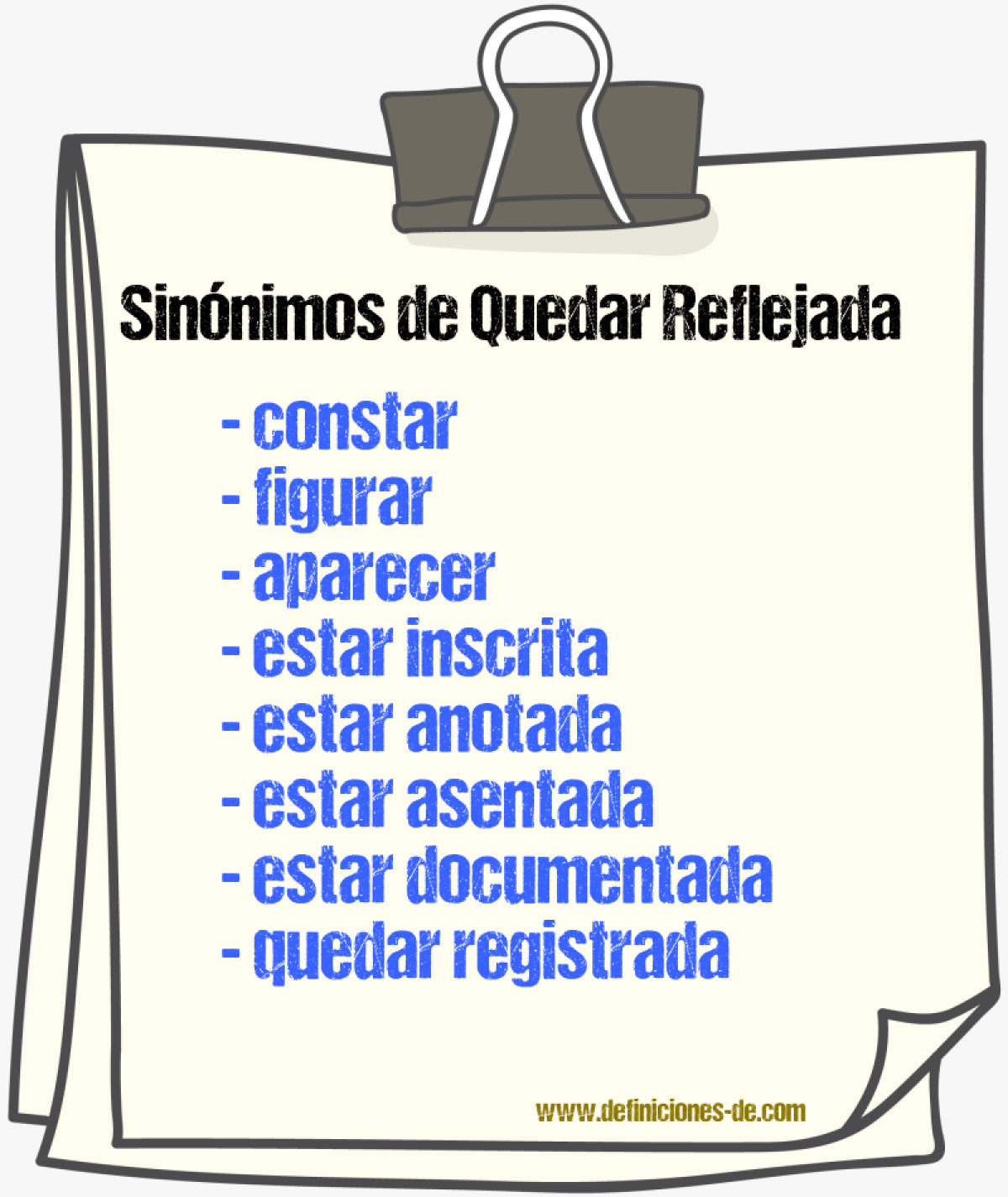 Sinónimos de quedar reflejada